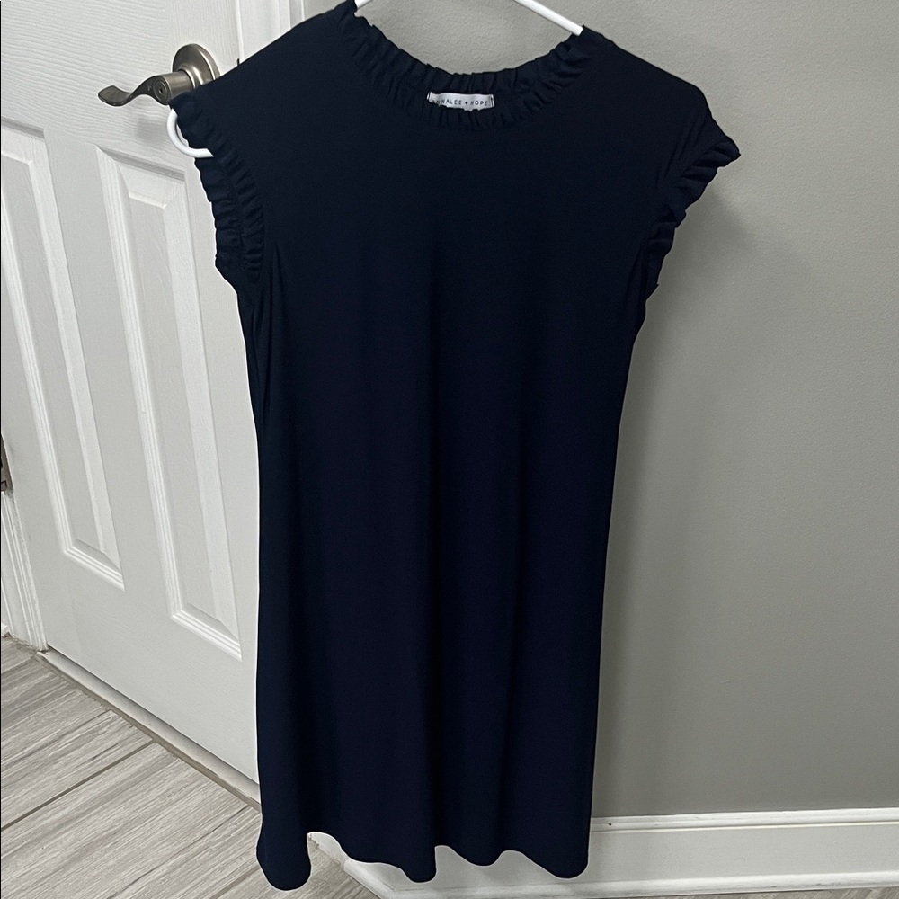 Annalee + Hope Navy Ruffle Sleeve Mini Dress